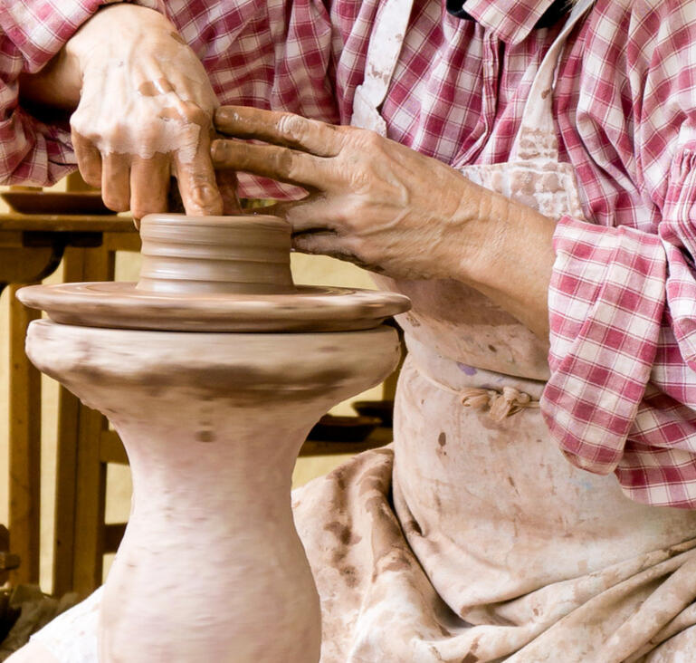 Making art at Tire City Pottery