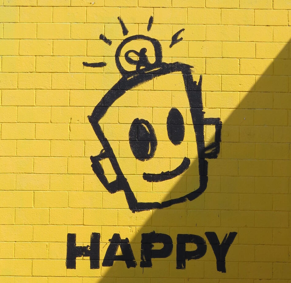 The Happy mural in downtown Augusta