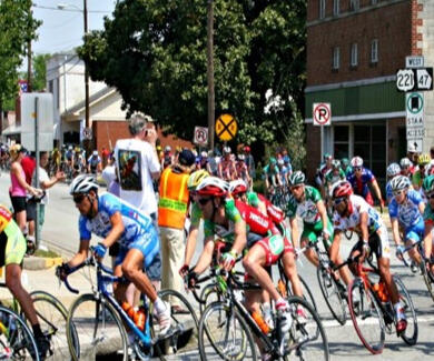 Cycling portion of the Augusta Half IronMan triathalon.