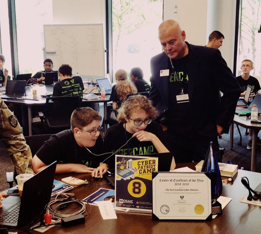 Middle school students at Cyber Patriot Camp.