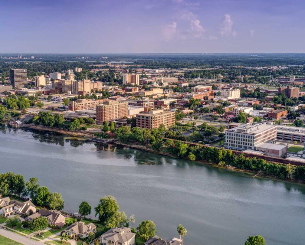 Downtown Augusta, Georgia, located on the Savannah River.